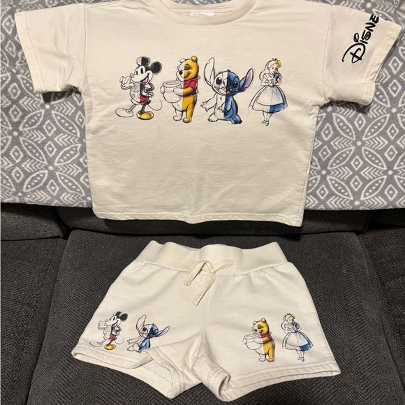 Disney Other - Disney Character Print T-Shirt and Shorts Set